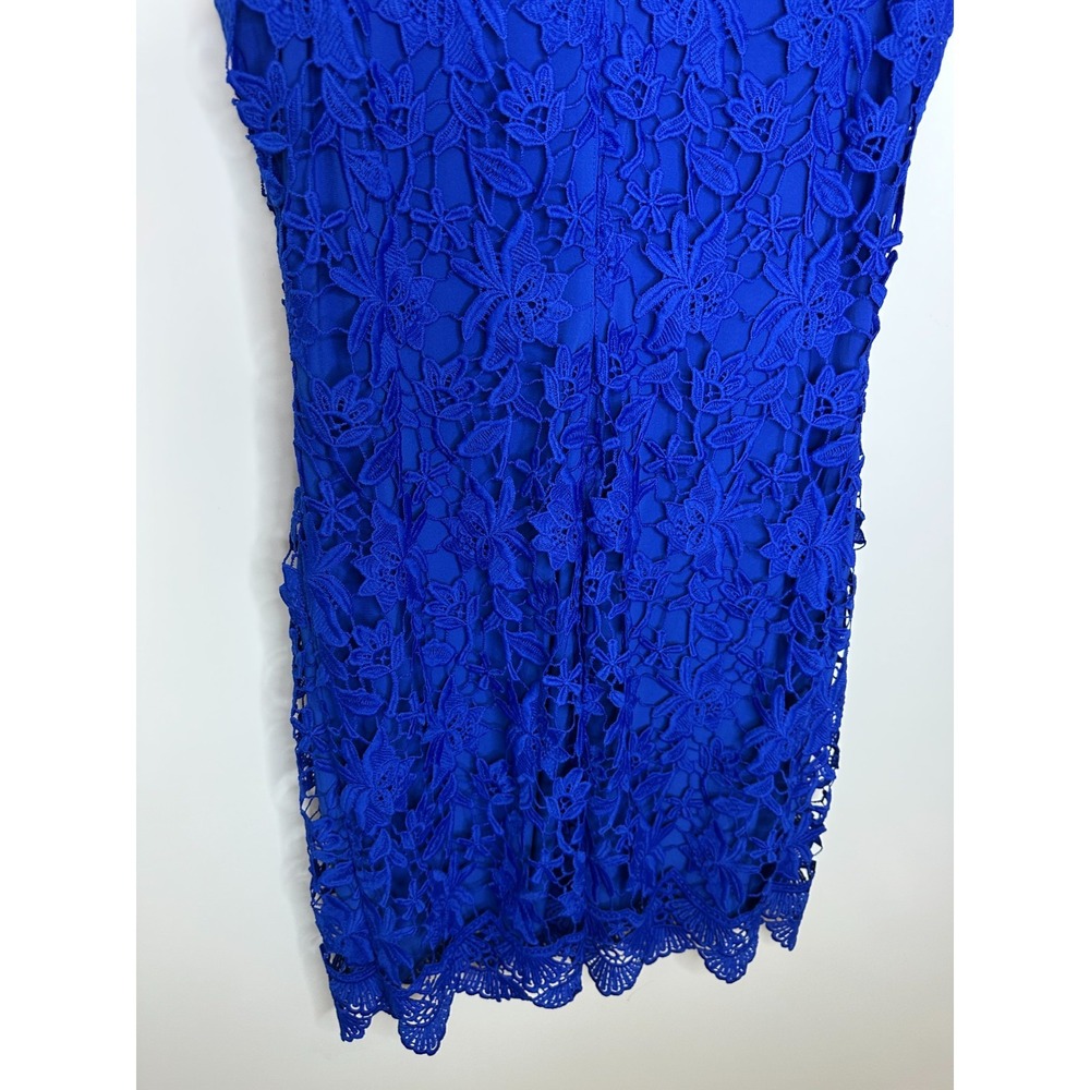 Lauren Ralph Lauren Royal Blue Floral Lace Overlay Sleeveless Sheath Dress Sz 10 - Picture 10 of 15